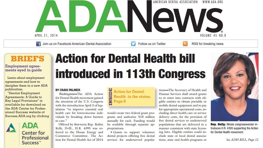 Action for Dental Health bill news published in ADA News