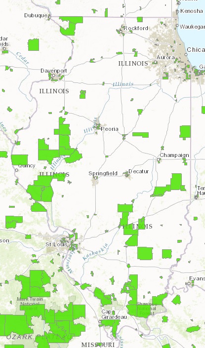 Map showing Illinois food deserts
