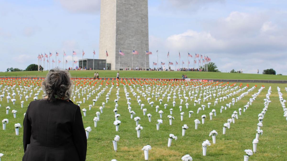 Rep. Kelly at a gun violence memorial at the washington monument 