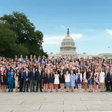Congressional Award winners stand outside the U.S. Capitol