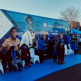 Rep. Kelly outside a healthcare bus 