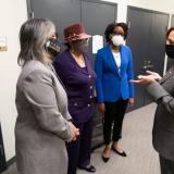Rep. Kelly talks to Vice President Harris at the White House Maternal Health Day of Action 