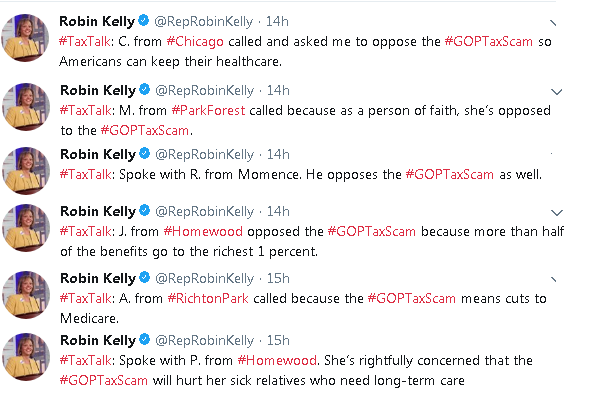 Tweets by Congresswoman Robin Kelly about Tax Scams