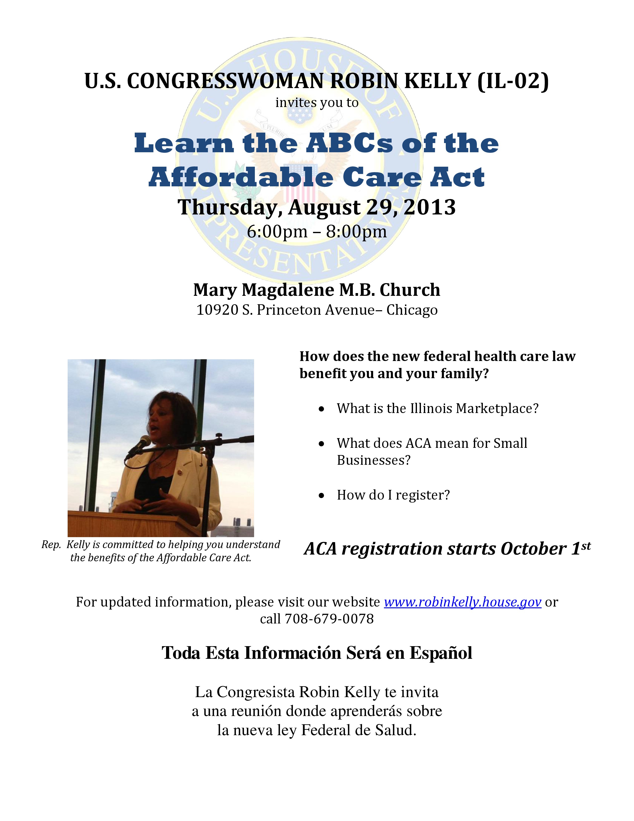Learn about ACA on August 29, 2013 at 6pm